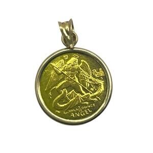 14K 1/20th oz 999 Guardian Angel Coin in Bezel (12930)